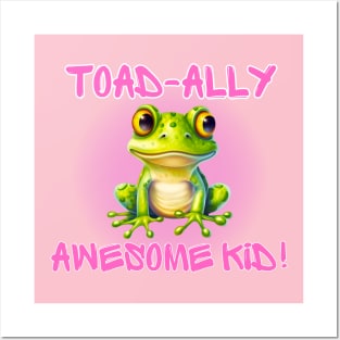 Cute pink frog totally awesome kid 2023 Posters and Art